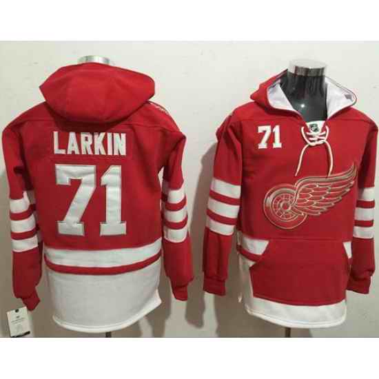 Men Detroit Red Wings 71 Dylan Larkin Red Name  26 Number Pullover NHL Hoodie